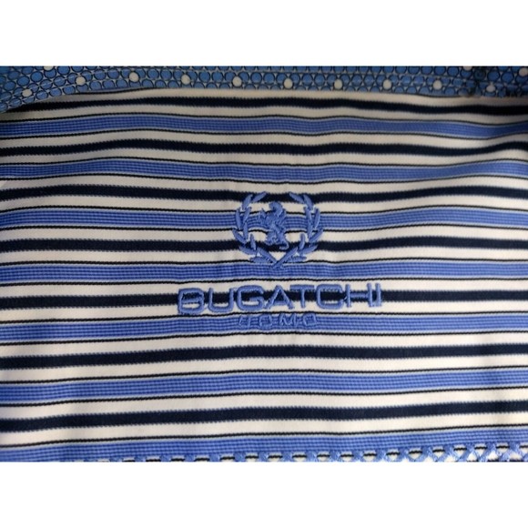 BUGATCHI UOMO‎ Striped Button Down XXL Dress Shirt Flip Cuff Blue Long Sleeve - Picture 5 of 14